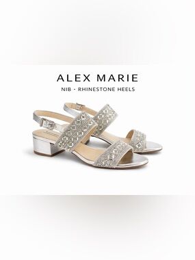 Alex Marie Calinatwo Silver Rhinestone Sandal Heel Size 7.5 NIB